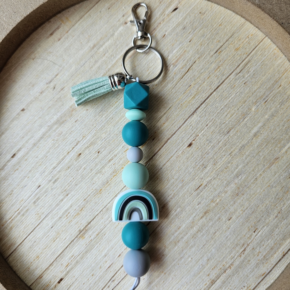 Rainbow Bead Keychain with Tassel